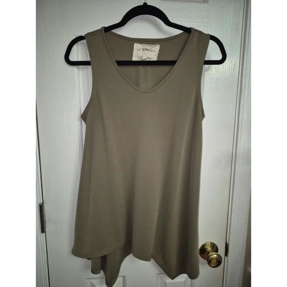 Cupio Womens Size Medium Olive Green Sleeveless Tunic Tank